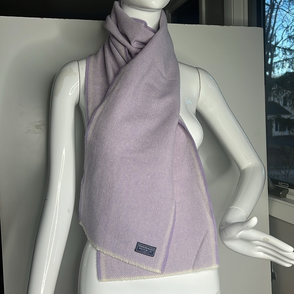 Faribault Wool Light Purple Lavender Cream Scarf 70” x 10”